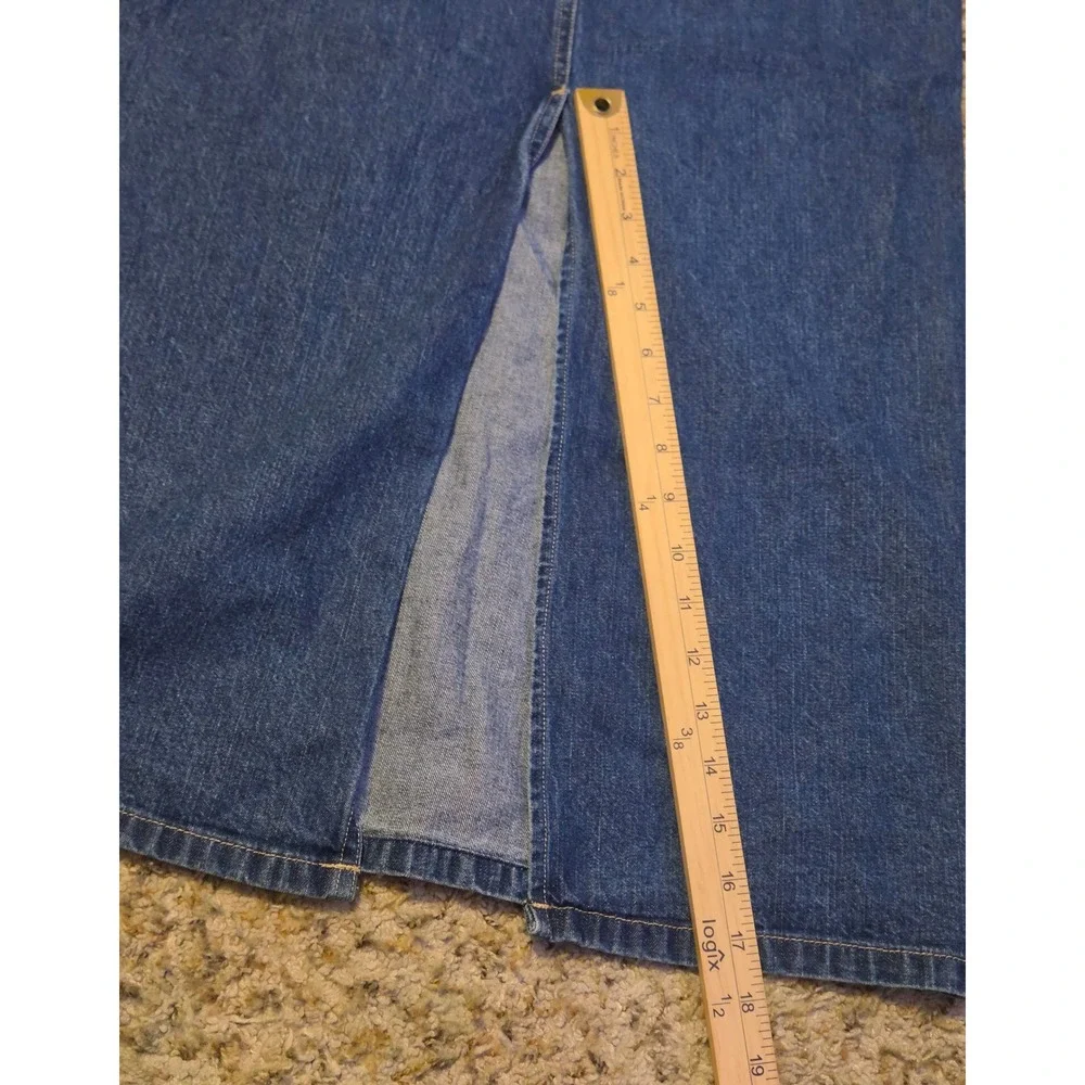 Eddie Bauer Denim Maxi Skirt Women's Size 4 Blue Back Split